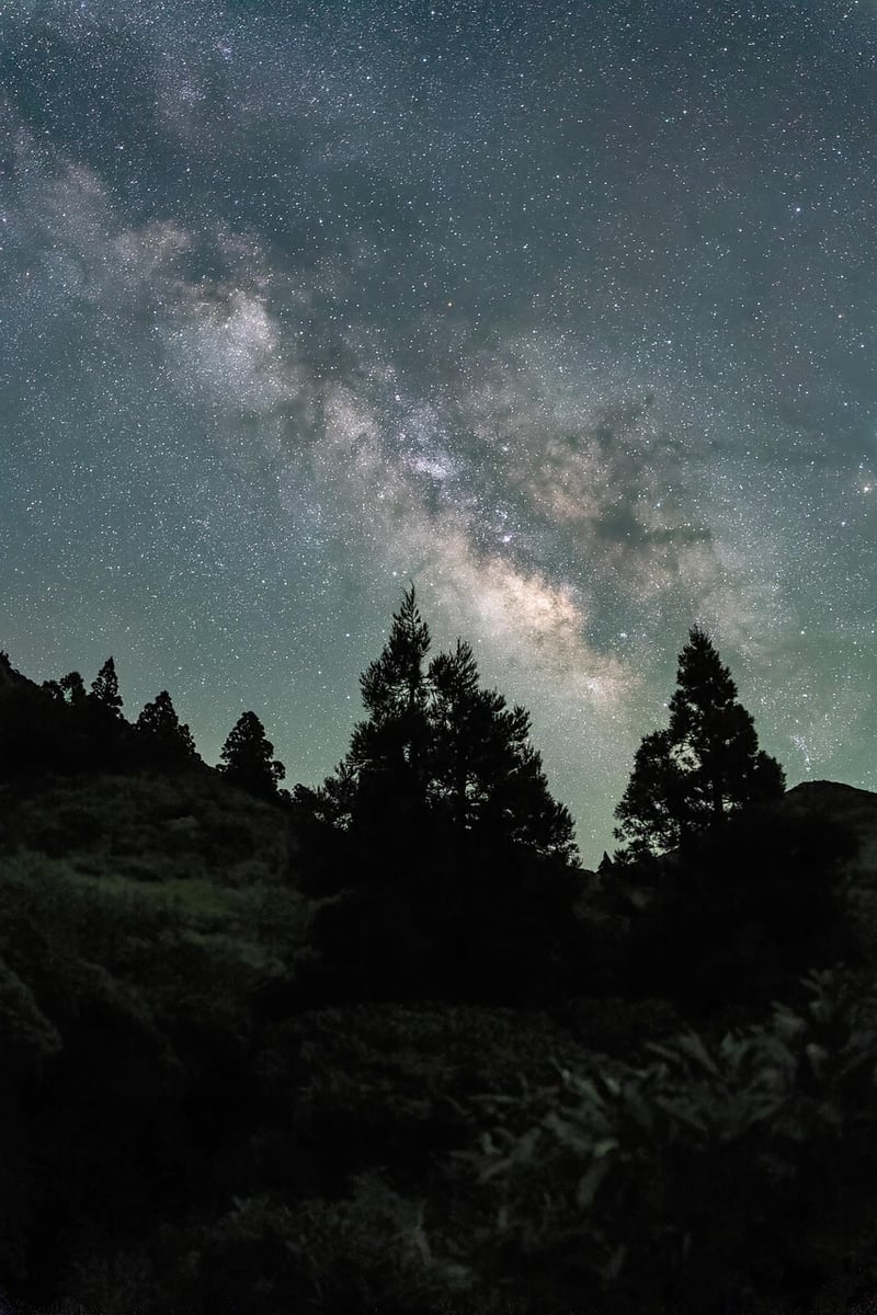 Starry Night Sky over Mountains